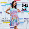 Adult "Smarty Paints" Rainbow Art Supplies Super Twirler Dress with Pockets